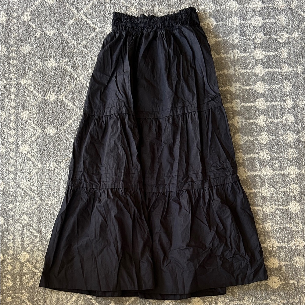 Quince Black Tiered Maxi Skirt 100% cotton